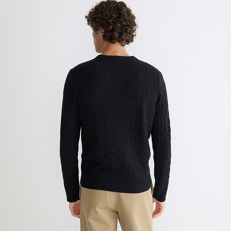 Men's J.Crew Cashmere cable-knit Sweaters Black USA VJAPUFL89