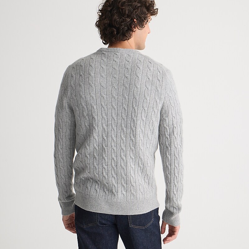 Men's J.Crew Cashmere cable-knit Sweaters Hthr Grey USA IMXKROA73