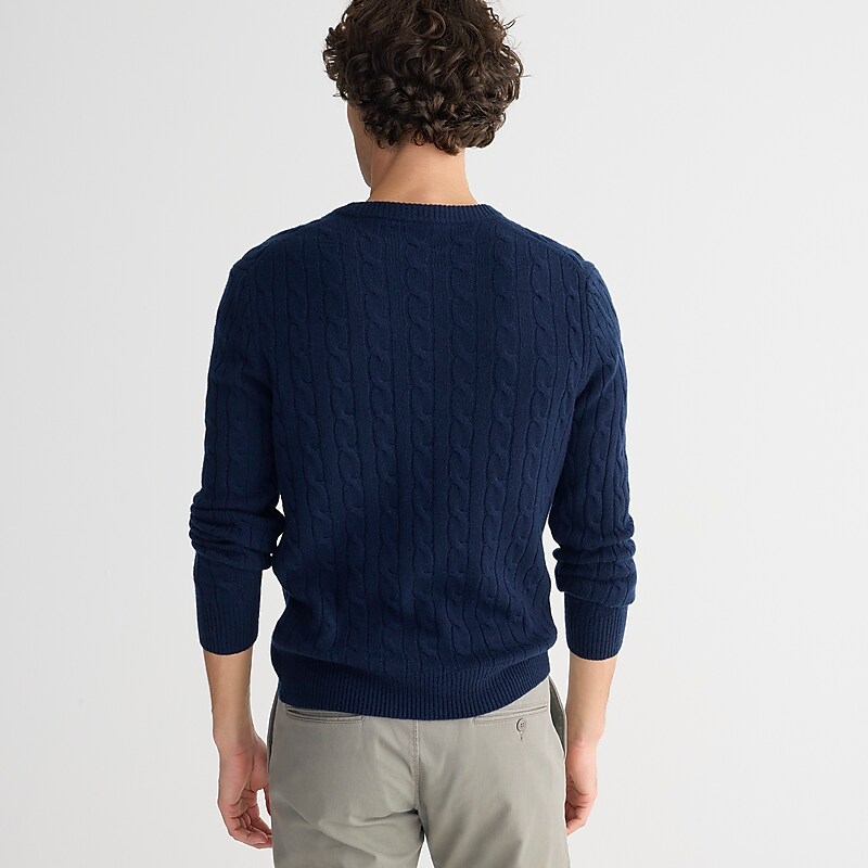 Men's J.Crew Cashmere cable-knit Sweaters Navy USA LZJPIBN87