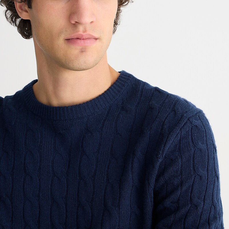 Men's J.Crew Cashmere cable-knit Sweaters Navy USA LZJPIBN87