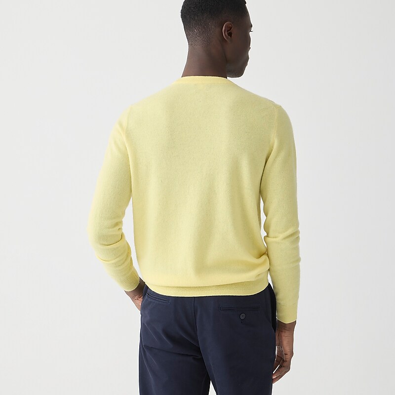 Men's J.Crew Cashmere jacquard crewneck Sweaters Spring Yellow USA RDYGLVB37