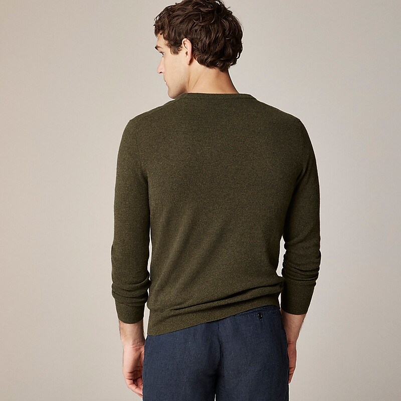 Men's J.Crew Cashmere jacquard crewneck Sweaters Hthr Elm USA LXUKVPI50