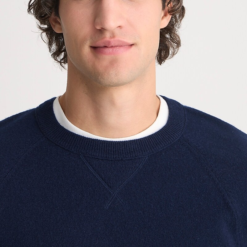 Men's J.Crew Cashmere raglan-sleeve crewneck Sweatshirts Navy USA EYCJSOG23