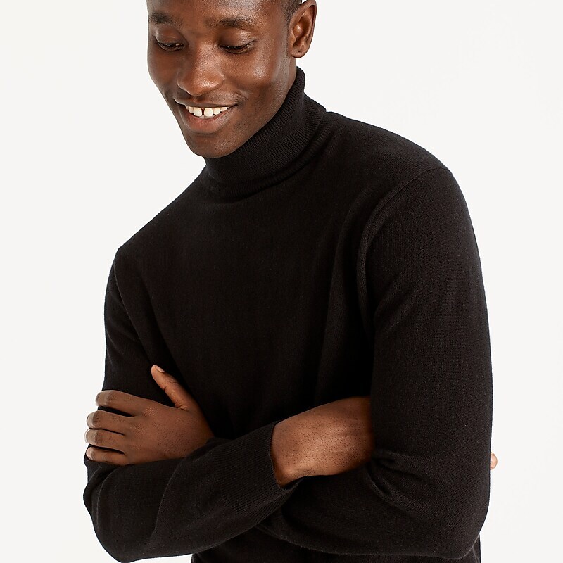 Men's J.Crew Cashmere turtleneck Sweaters Black USA NSUMIPF34