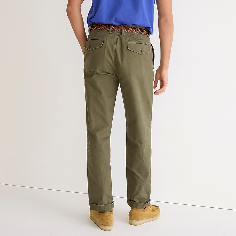 Men's J.Crew Classic Relaxed-fit pleated chino Pants Dill USA SFUCITG54