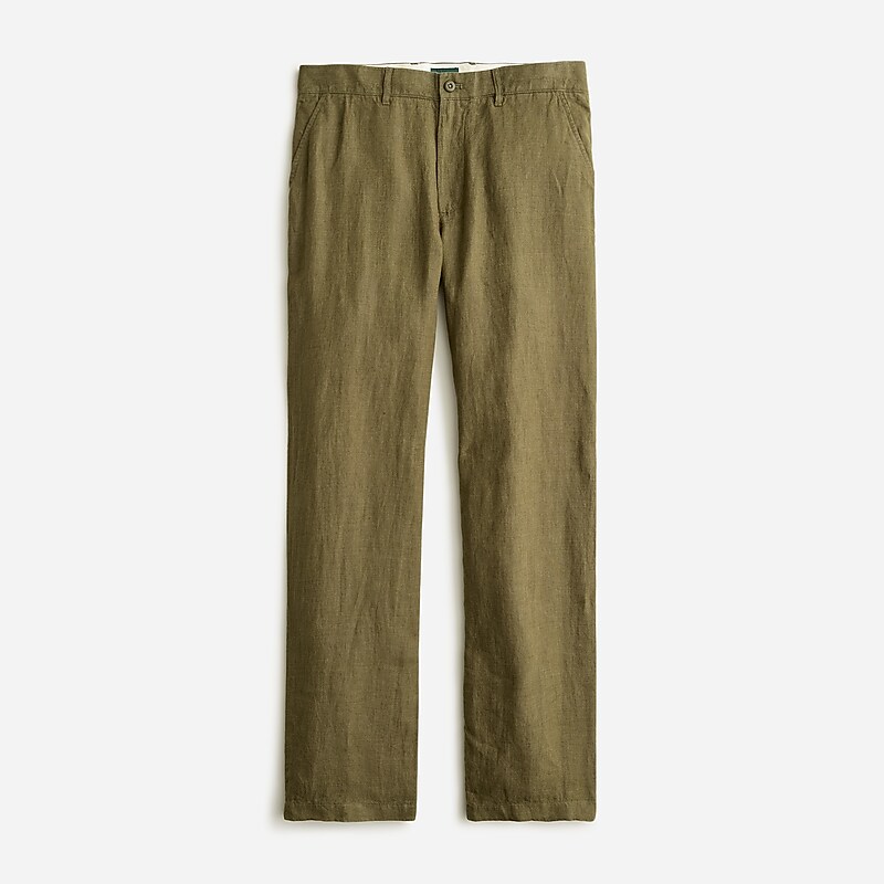 Men\'s J.Crew Classic-fit linen Pants Olive White USA LWRZGNO13