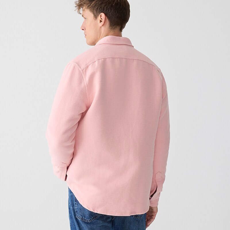 Men's J.Crew Heavyweight chamois Workshirt Silver Pink USA JZQPEXM50