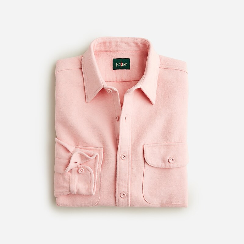 Men\'s J.Crew Heavyweight chamois Workshirt Silver Pink USA JZQPEXM50