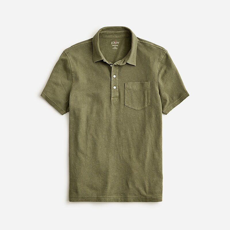 Men\'s J.Crew Hemp-organic cotton blend Polo Shirts Loden Green USA LIQVMGW09