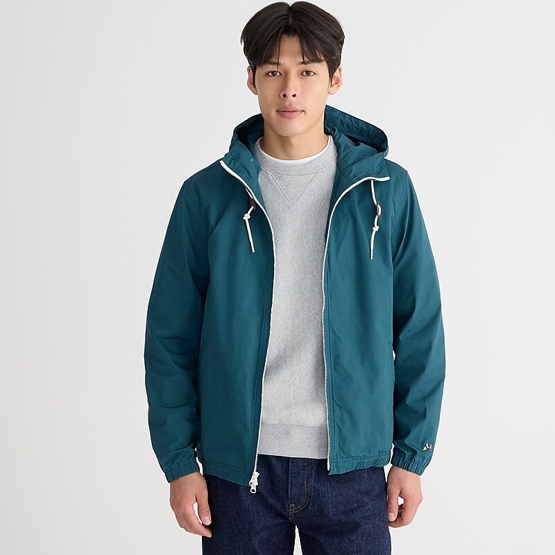 Men\'s J.Crew Hooded surf Jackets Deep Teal USA OUWQAVC83