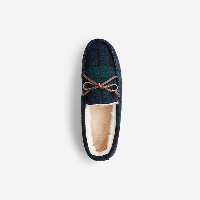 Men's J.Crew Lined wool Slippers Blackwatch USA YRBPTXE50