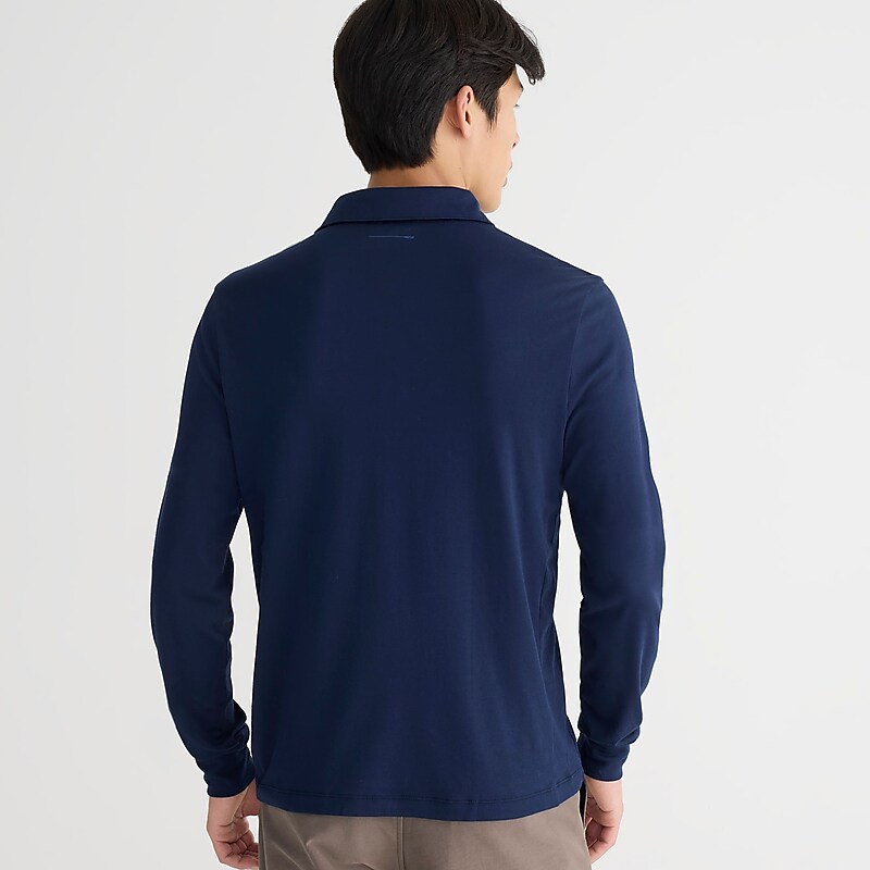 Men's J.Crew Long-sleeve performance with COOLMAX® technology Polo Shirts Navy USA LJEYOMI41