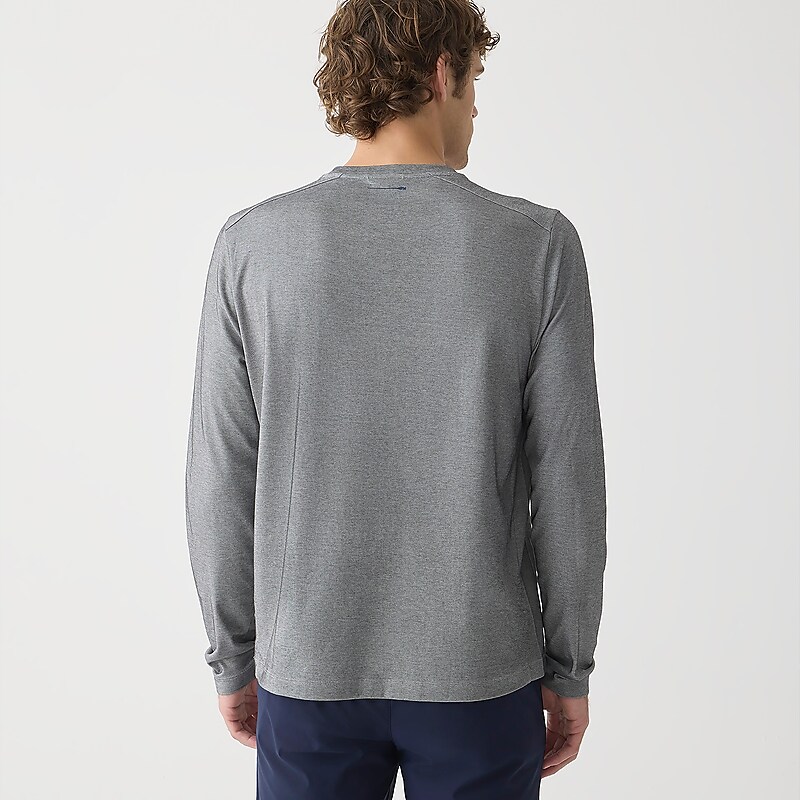 Men's J.Crew Long-sleeve performance with COOLMAX® technology T-shirts Hthr Grey USA KEVZTYF25