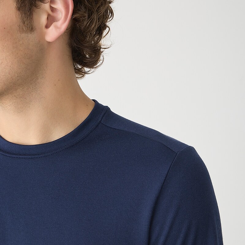 Men's J.Crew Long-sleeve performance with COOLMAX® technology T-shirts Navy USA YQNDGRT56