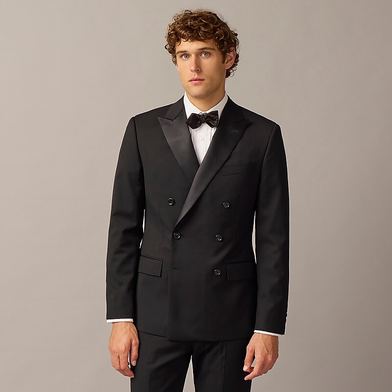 Men's J.Crew Ludlow Slim-fit double-breasted tuxedo Jackets Black USA AFVRYHI65