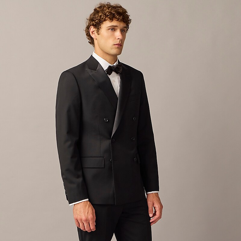 Men's J.Crew Ludlow Slim-fit double-breasted tuxedo Jackets Black USA AFVRYHI65