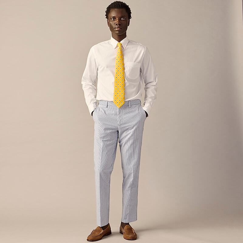 Men's J.Crew Ludlow Slim-fit unstructured Suit Pant Navy White USA HMTKAOP50