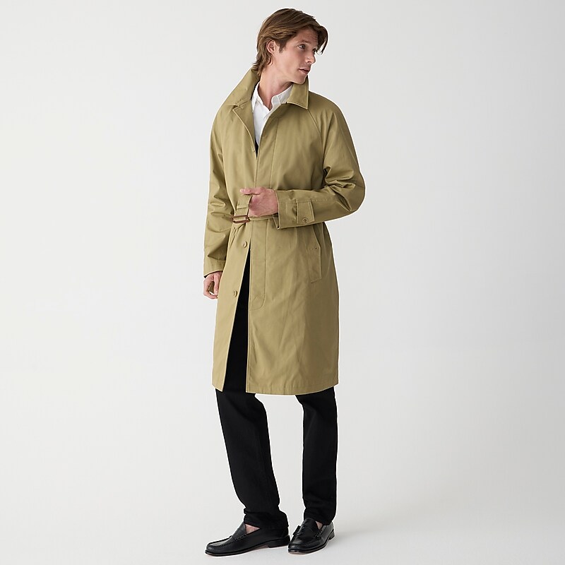 Men's J.Crew Ludlow trench water-resistant cotton Coats Khaki USA WSFGMUH35