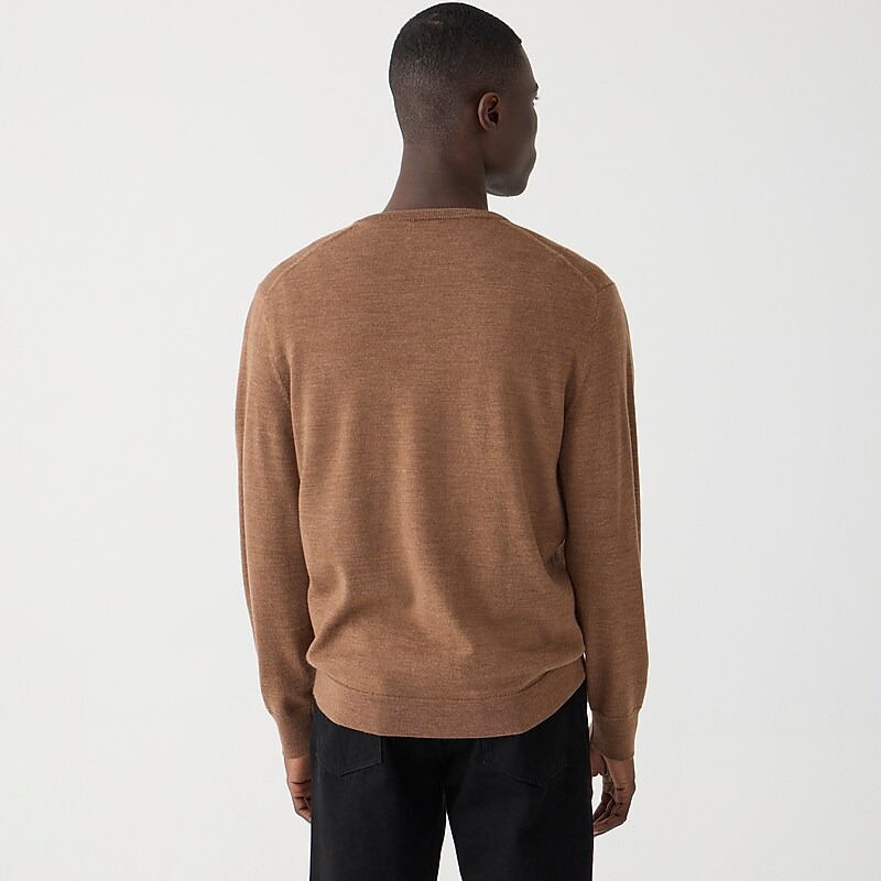 Men's J.Crew Merino wool V-neck Sweaters Hthr Chestnut USA RUZIPHQ80