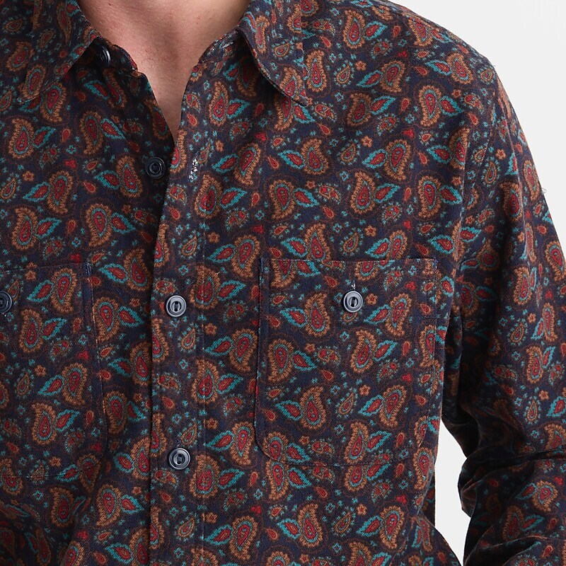 Men's J.Crew Midweight flannel Workshirt Portofino Paisley Navy USA EKUTWCN02