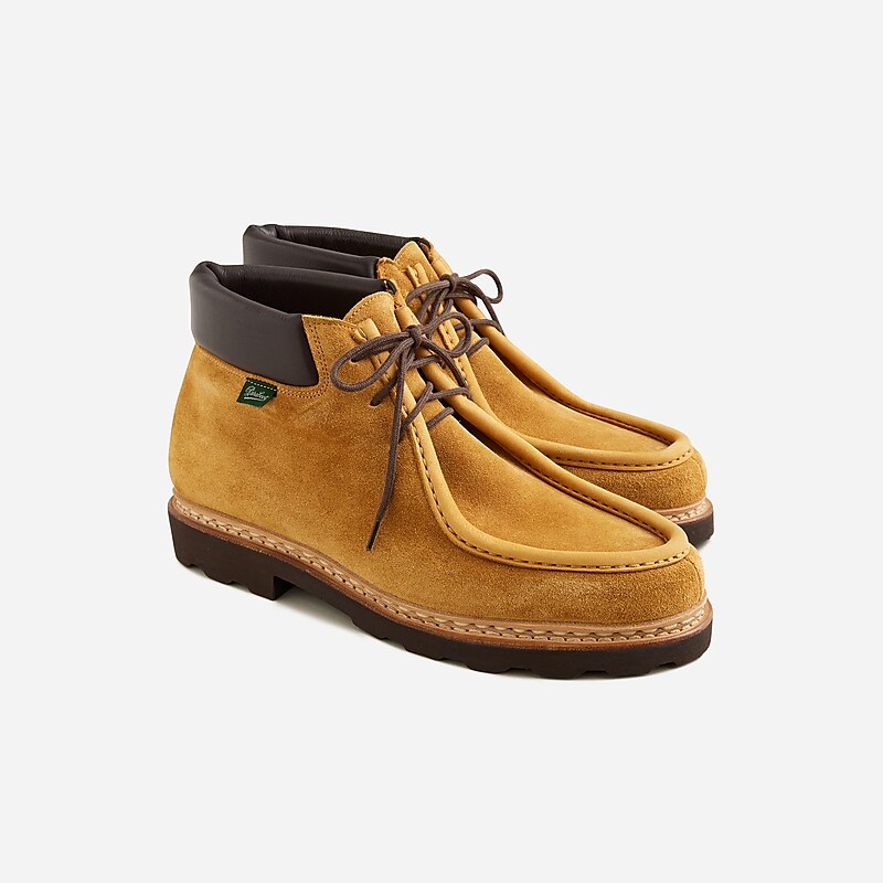 Men\'s J.Crew Paraboot X J.Crew Milly Marche derby roughout suede Boots Faded Wheat USA PWFMVTC48