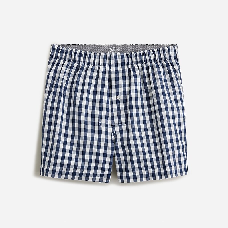 Men\'s J.Crew Patterned Boxers Van Buren Gingham Navy USA KJBVUTL31