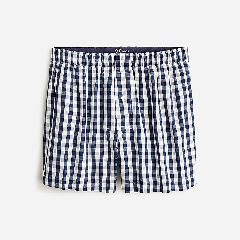 Men\'s J.Crew Patterned Boxers Van Buren Gingham Navy USA DNSUERA76