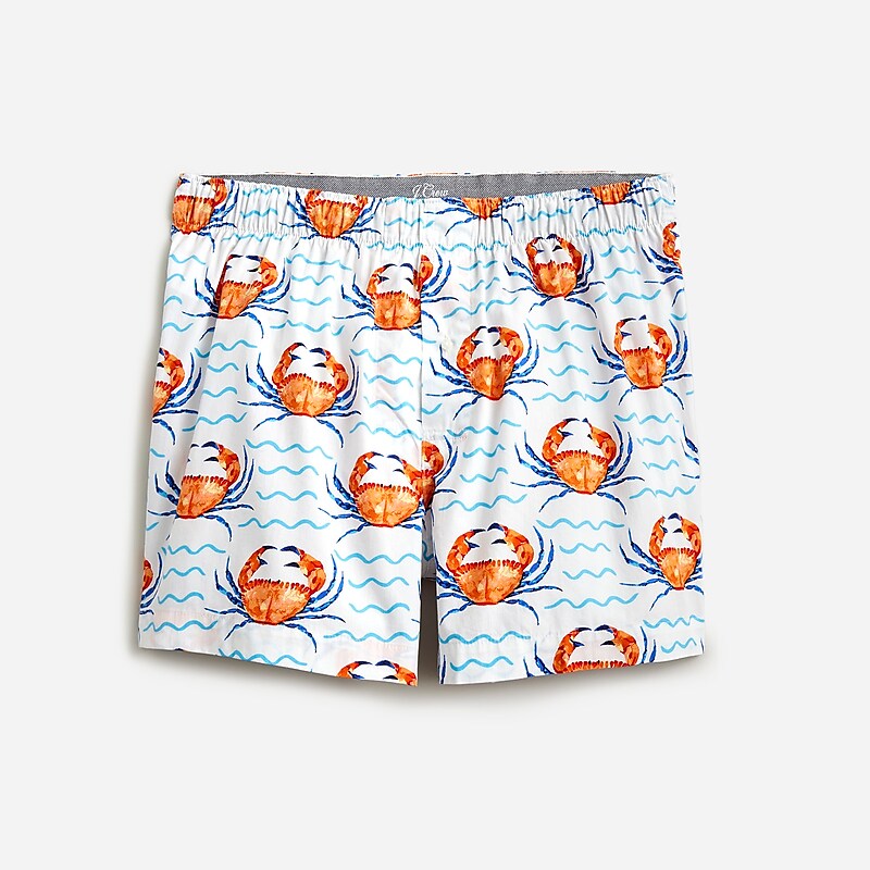 Men\'s J.Crew Printed Boxers Beach Crab White Coral USA PQOMBHW43