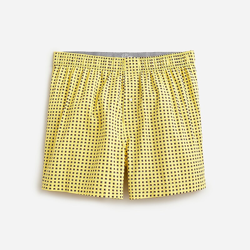 Men\'s J.Crew Printed Boxers Cube Geo Yellow Blue USA QLICKMD83