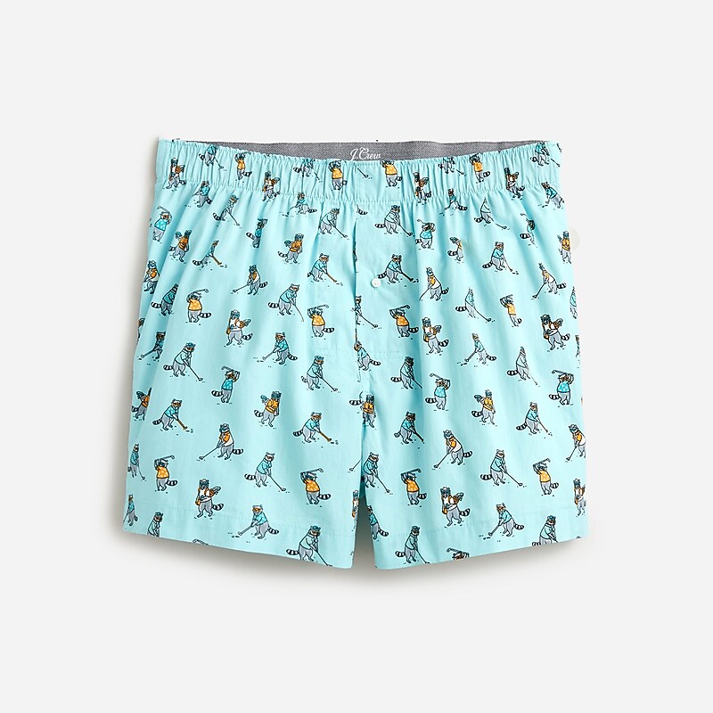 Men\'s J.Crew Printed Boxers Gold Racoon Aqua Multi USA ZLJXIHG18