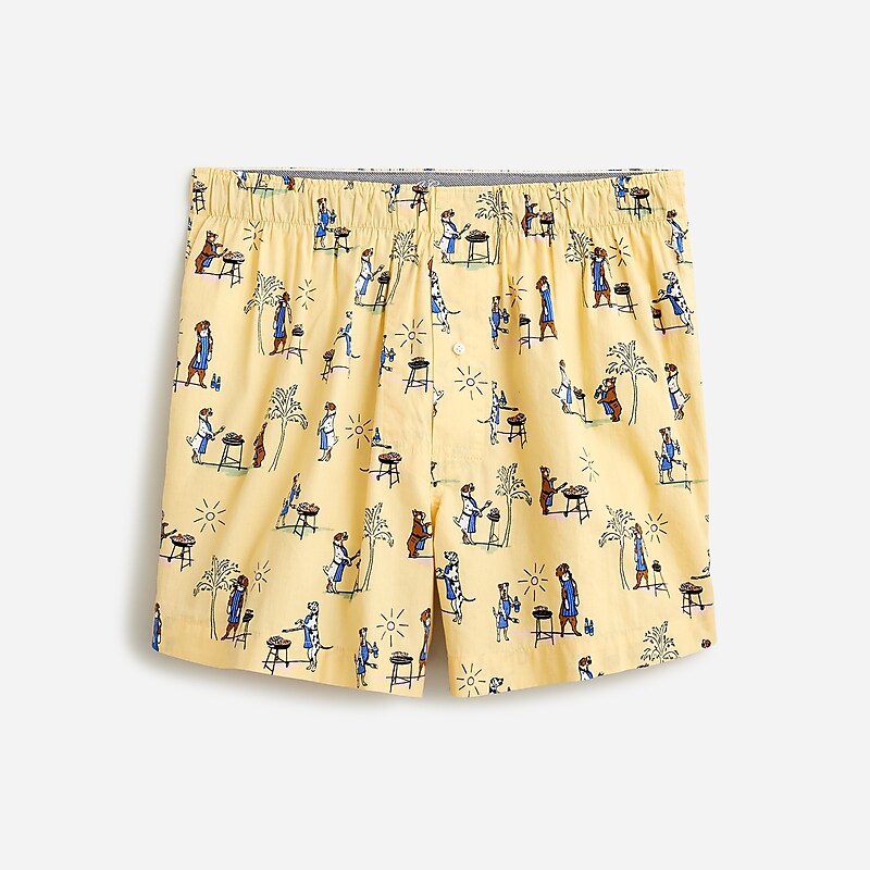 Men\'s J.Crew Printed Boxers Grillmaster Pup Pale Ye USA RIYSEUA67