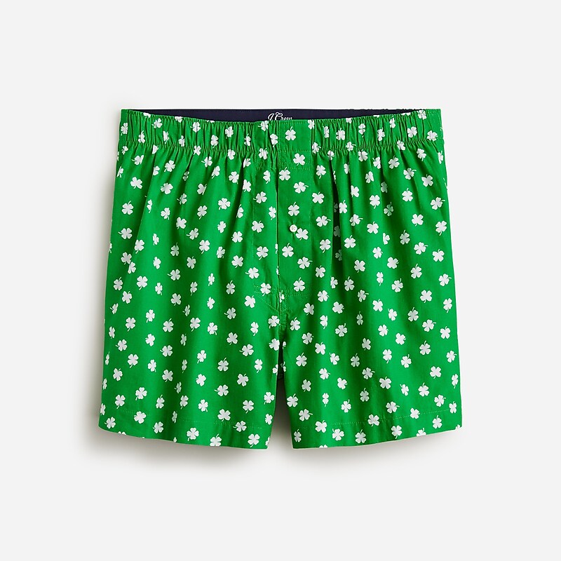 Men\'s J.Crew Printed Boxers Spring Clover Green Whi USA ZXSFHCK69