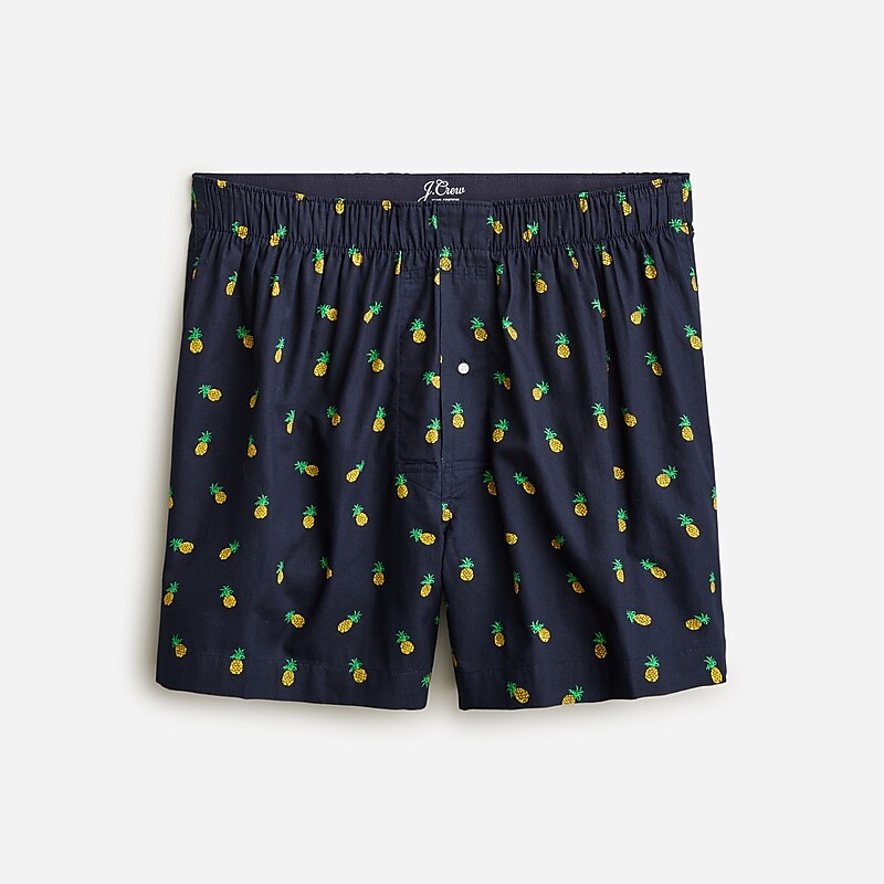 Men\'s J.Crew Printed Boxers Summer Pineapple Navy Y USA GTWUZIY06