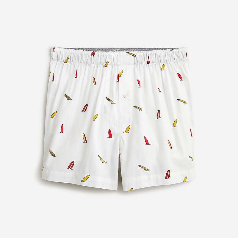 Men\'s J.Crew Printed Boxers Surferboard White Multi USA XOYNSGP14