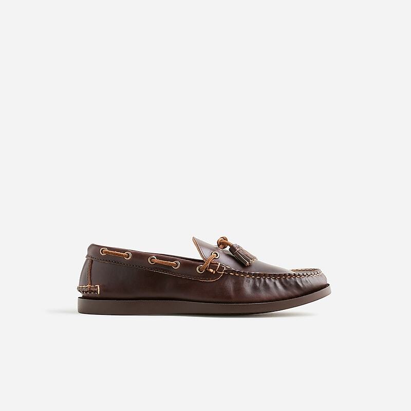 Men's J.Crew Rancourt & Co. X J.Crew Gilman tassel camp mocs Boat Shoes Brown Pull Up USA ANOMEXI31