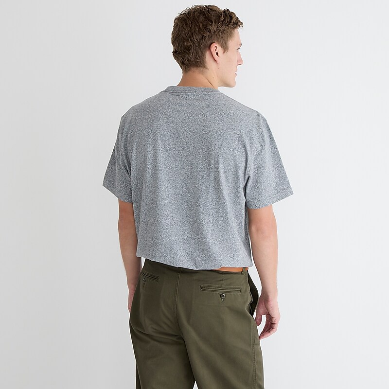 Men's J.Crew Relaxed premium-weight cotton no-pocket T-shirts Marled Champ Grey USA AHYILKN73