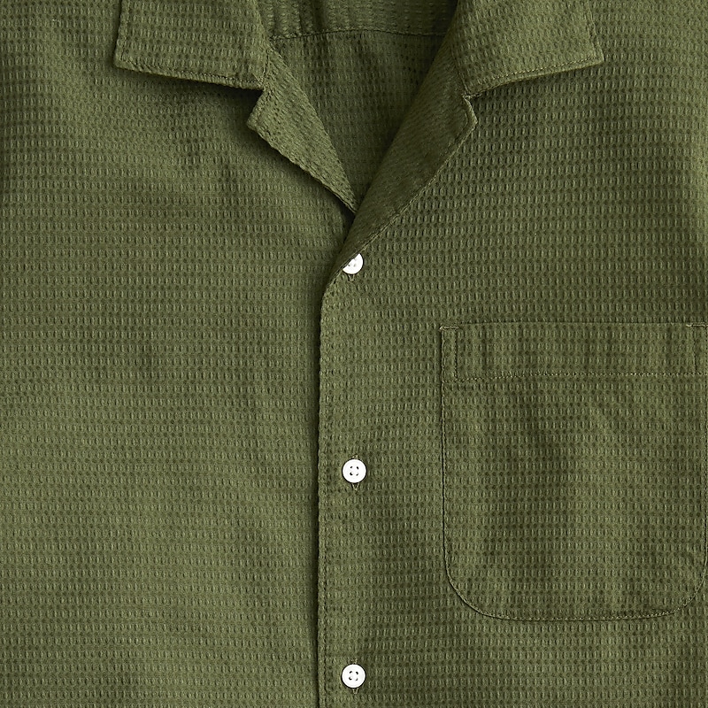 Men's J.Crew Relaxed short-sleeve textured cotton camp-collar Shirts Balsam USA VCKHRZO48