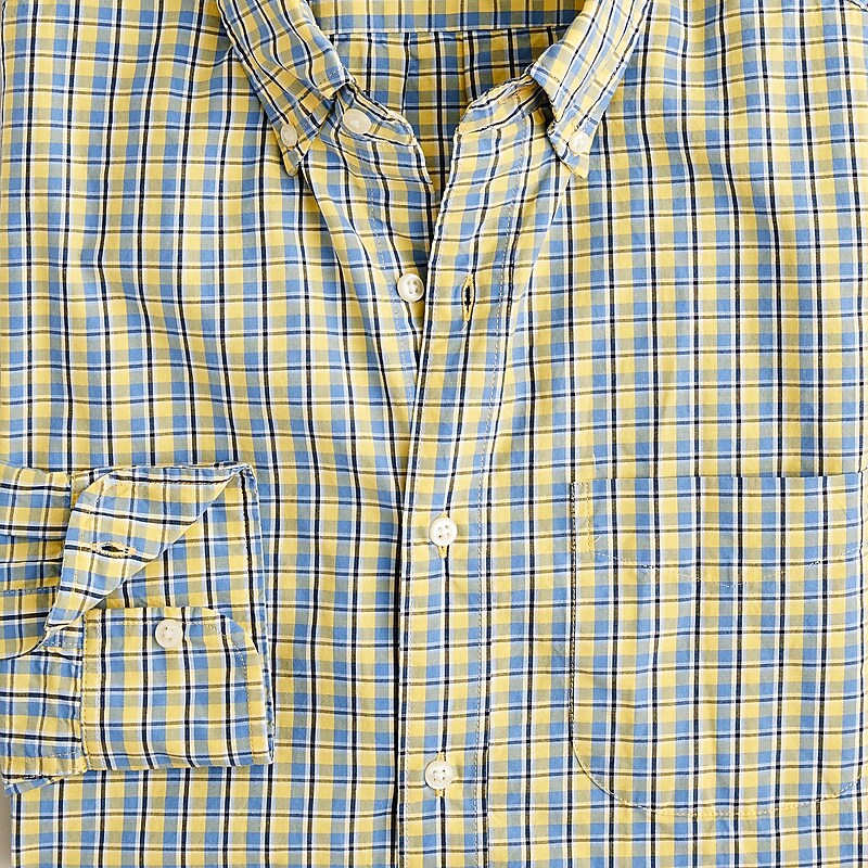 Men's J.Crew Secret Wash cotton poplin Shirts Terry Yellow Blue USA PCOKTHB05