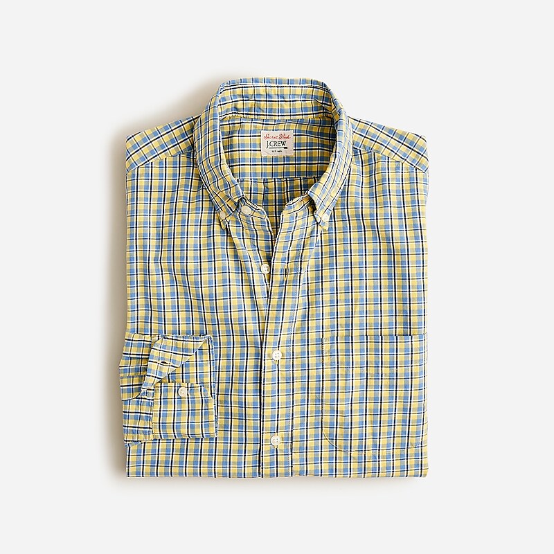 Men\'s J.Crew Secret Wash cotton poplin Shirts Terry Yellow Blue USA PCOKTHB05