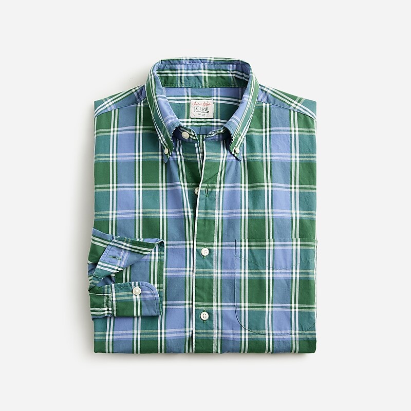 Men\'s J.Crew Secret Wash cotton poplin Shirts Sam Blue Green USA OSLWEHR69