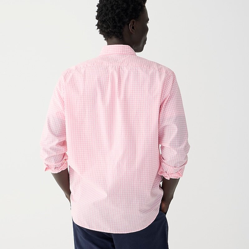 Men's J.Crew Secret Wash cotton poplin Shirts Quincy Pink White USA FXOZREY19