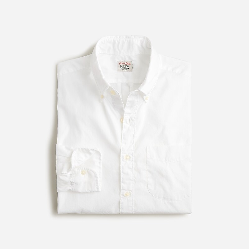 Men\'s J.Crew Secret Wash cotton poplin Shirts White USA YWOTVNQ18