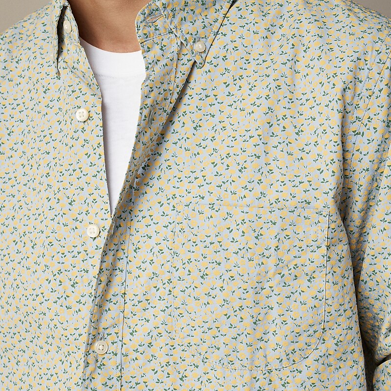 Men's J.Crew Secret Wash cotton poplin Shirts Baby Daisy Blue Yellow USA TNBAXMR25