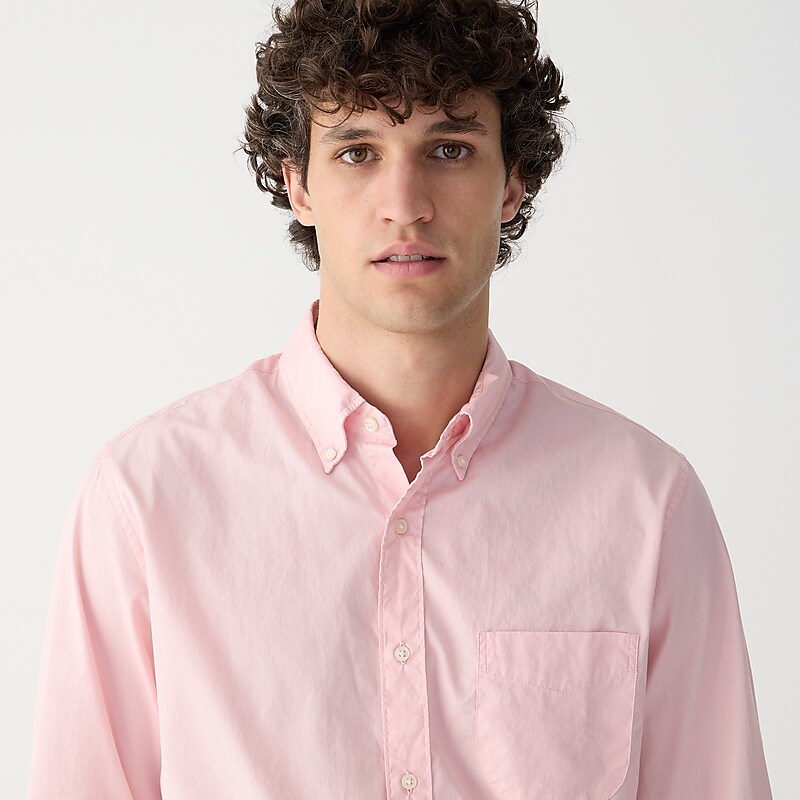 Men's J.Crew Secret Wash cotton poplin Shirts Warm Pink USA SCKYXAE07