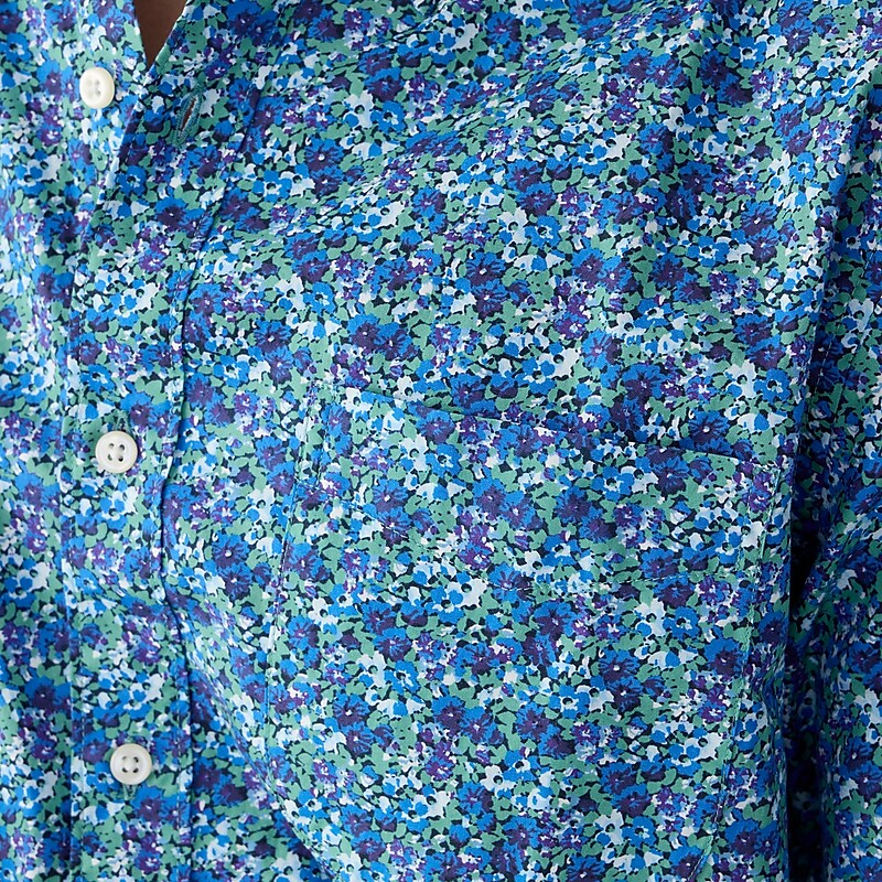 Men's J.Crew Secret Wash cotton poplin Shirts Meadow Floral Blues USA QMCEKFI89