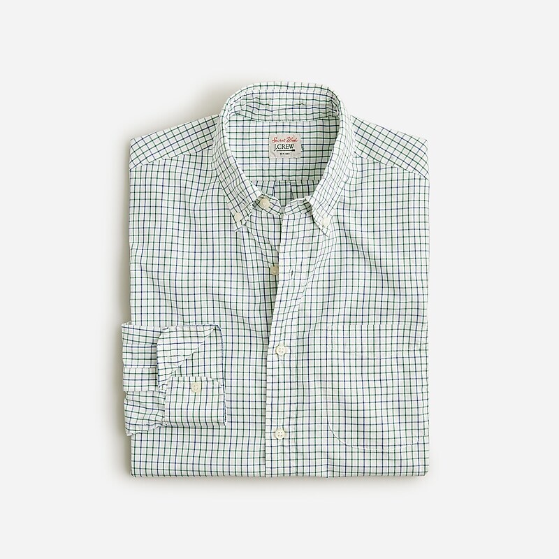 Men\'s J.Crew Secret Wash cotton poplin Shirts Wyatt Green Olive USA ZWNALXS07