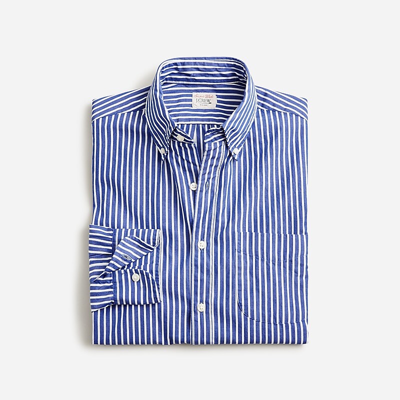 Men\'s J.Crew Secret Wash cotton poplin Shirts Michael Blue White USA QAZYTGH96