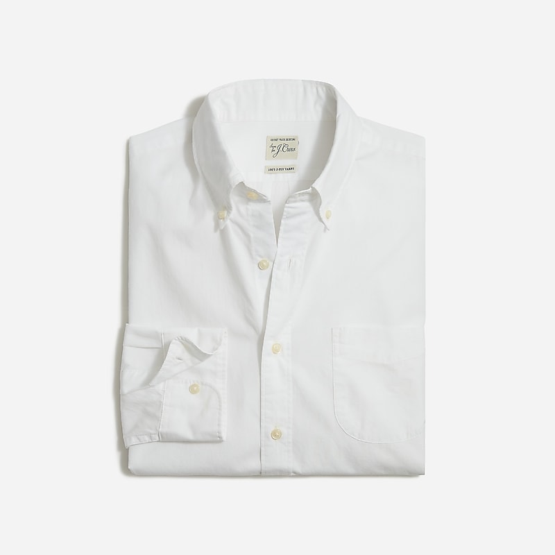 Men\'s J.Crew Secret Wash cotton poplin Shirts White USA QBERYVW16