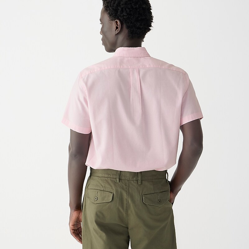 Men's J.Crew Short-sleeve Broken-in organic cotton oxford Shirts Orchid Pink Oxford USA PYDMFBX87