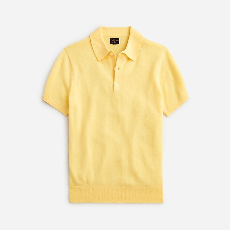 Men\'s J.Crew Short-sleeve cashmere sweater Polo Shirts Spring Yellow USA HBRQJLP13